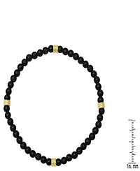 Steeltime Men's 14K Gold Plated Sterling Silver and Black Lava Beaded Stretch Bracelet