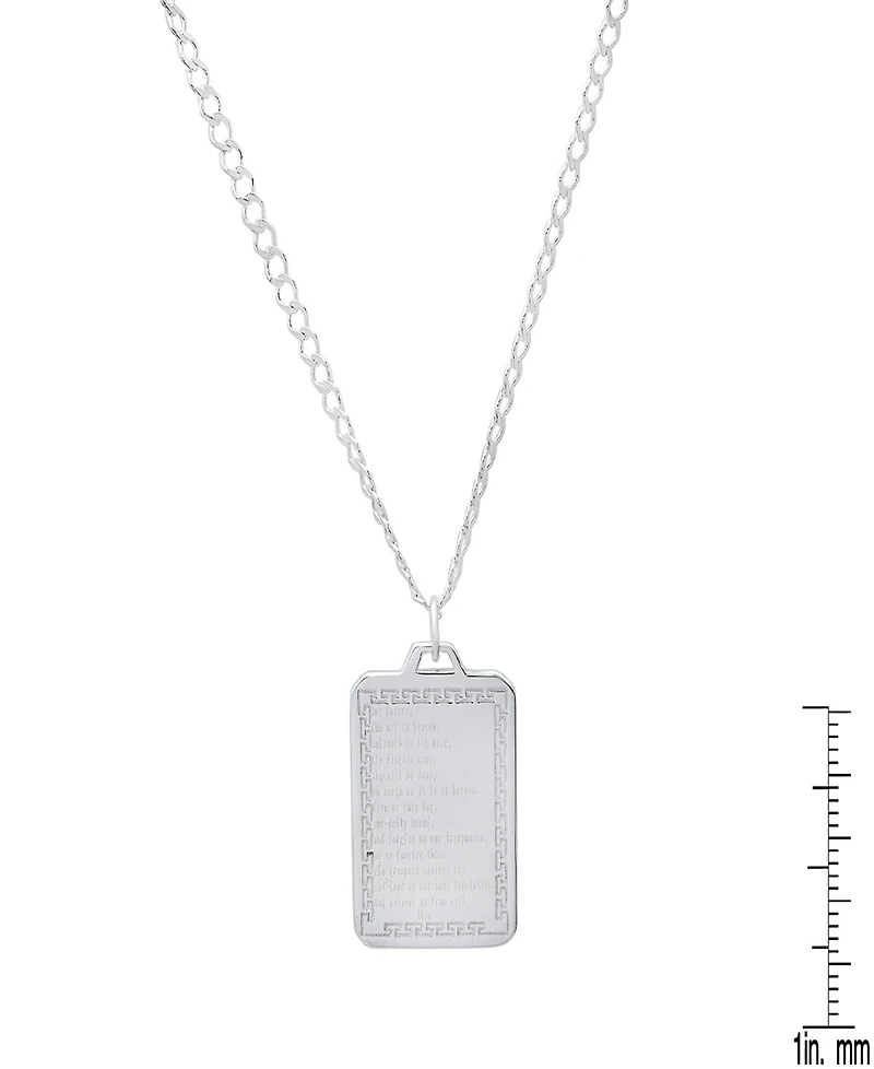 Steeltime Men's Sterling Silver Lords Prayer Dog Tag Pendant Necklace