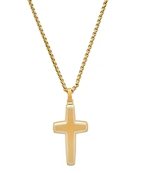 Steeltime Men's Stainless Steel and 18K Gold Plated Cross Pendant Necklace