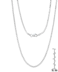 Steeltime Unisex Sterling Silver Cuban Flat Necklace