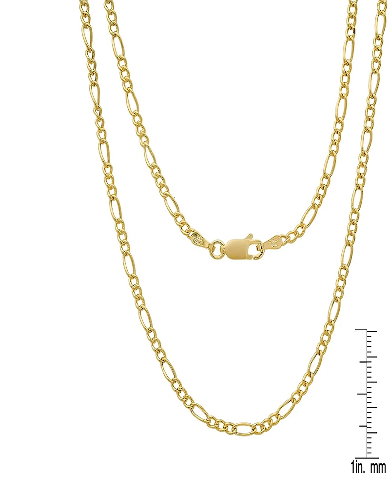 Steeltime Unisex 14K Gold Plated Figaro Hollow Necklace