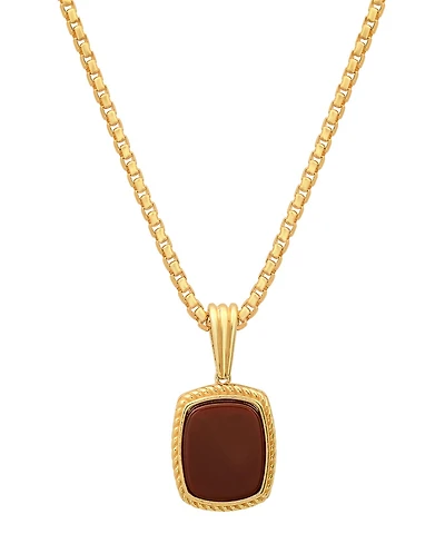 Steeltime Men's Tiger Eye Square Pendant Necklace