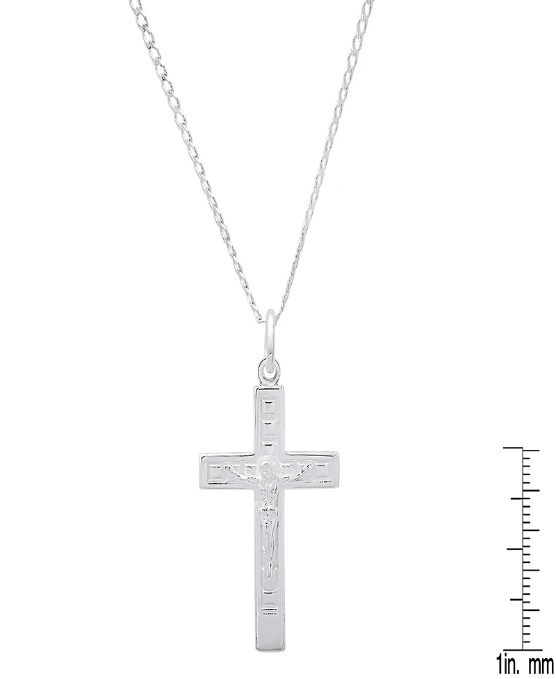 Steeltime Men's Sterling Silver Crucifix Paired Pendant Necklace