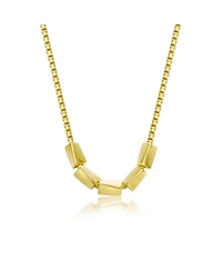 14K Gold Plated with Rectangular Beaded Chain Necklace