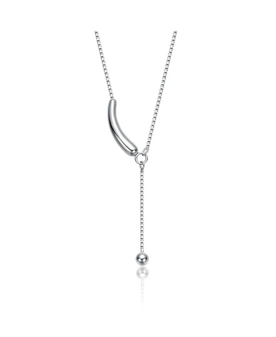 White Gold Plated Minimalist Curved Pendant Y-Necklace