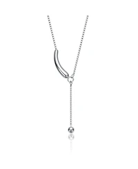 White Gold Plated Minimalist Curved Pendant Y-Necklace