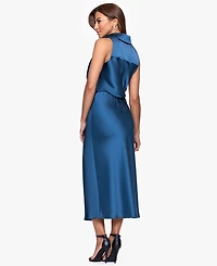 Xscape Women's Collar Sleeveless Sheath Midi Dress