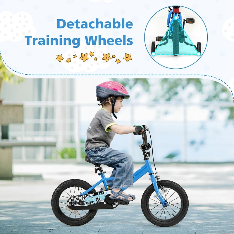 Kids Bike with Removable Training Wheels Adjustable for Growing Riders