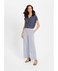 Olsen Women's Anna Fit Wide Leg Seersucker Pant