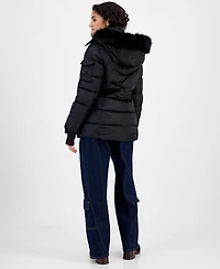 Steve Madden Women's Hooded Zip-Front Puffer Coat