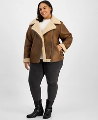 Steve Madden Plus Size Asymmetric Faux-Shearling Coat