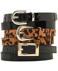 Steve Madden Faux-Leather Belts, Set of 3