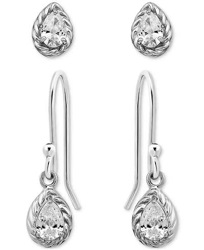 Giani Bernini 2-Pc. Set Cubic Zirconia Pear-Shaped Stud & Drop Earrings in 18k Yellow Gold over Sterling Silver, Exclusively at Macy's