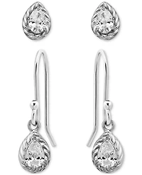 Giani Bernini 2-Pc. Set Cubic Zirconia Pear-Shaped Stud & Drop Earrings in 18k Yellow Gold over Sterling Silver, Exclusively at Macy's
