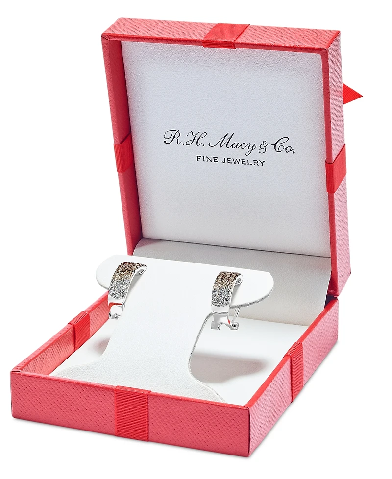 Le Vian Ombre Chocolate Diamond & Nude (1-1/4 ct. t.w.) Omega Hoop Earrings 14k Rose Gold, White Gold or Yellow