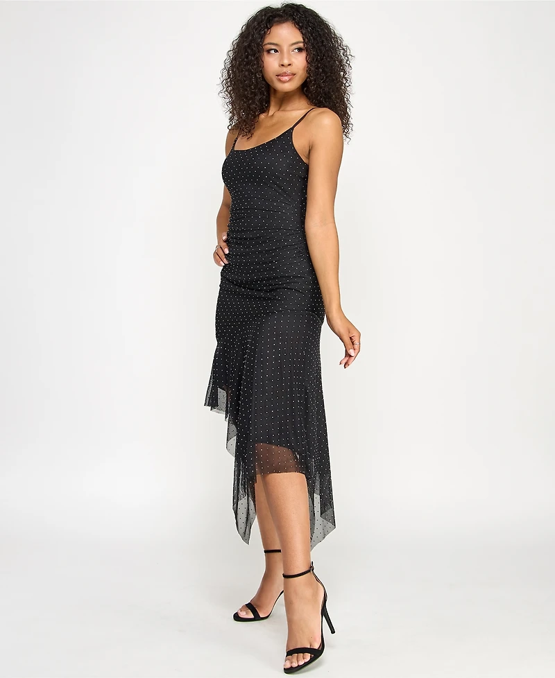 Katia Rae Juniors' Studded Asymmetrical-Hem Dress