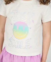 Rare Editions Little Girls 2-Piece Just Smile Crewneck T-Shirt and Skort Set
