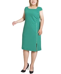Ny Collection Plus Cap Sleeve Exposed Zipper Dress