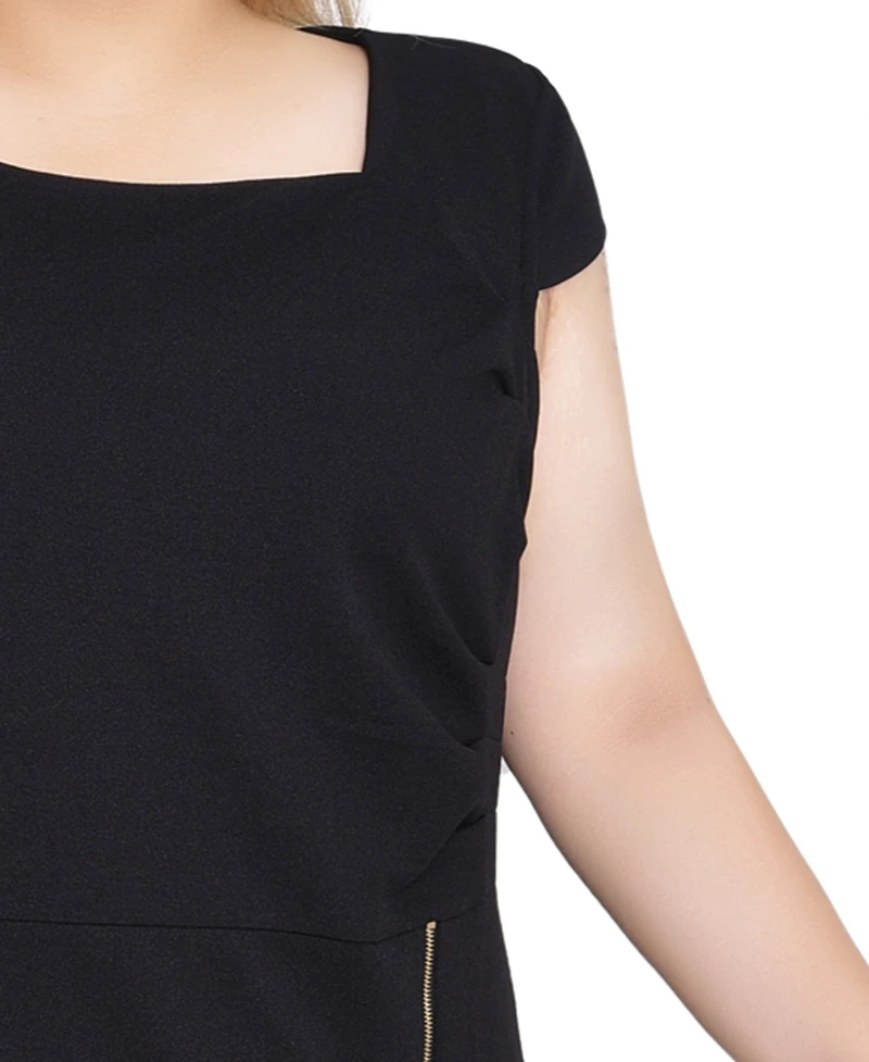 Ny Collection Plus Cap Sleeve Exposed Zipper Dress