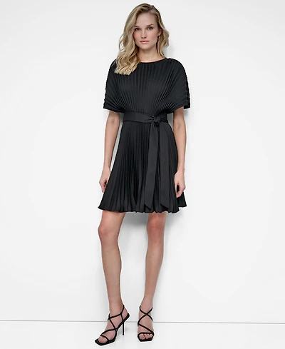 Dkny Women's Sunburst Pleated Fit & Flare Dress