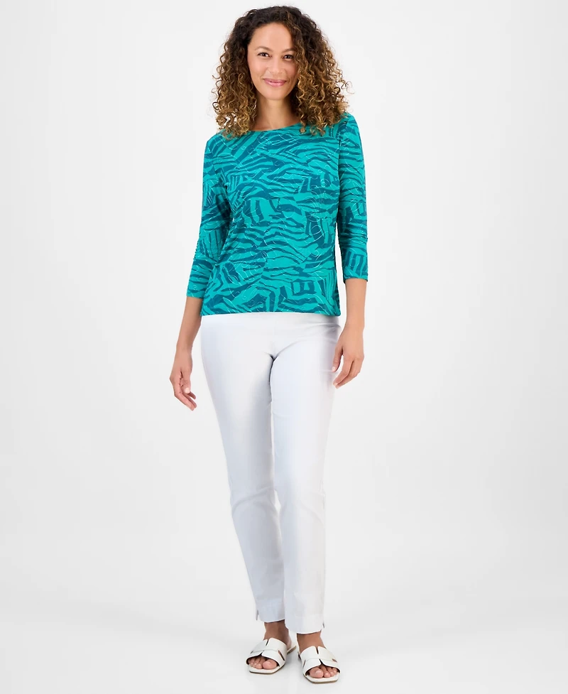 Jm Collection Petite Jacquard Scoop-Neck Top, Exclusively at Macy's