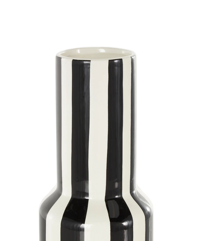 Rosemary Lane Ceramic 11" Rounded Striped Decorative Vase