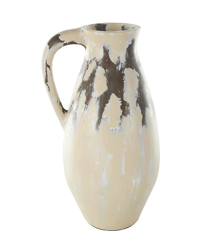 Rosemary Lane Antique Style Pot Ceramic 19" Farmhouse Vase with Curved Handle