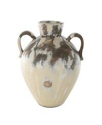 Rosemary Lane Antique Style Pot Ceramic 15" Vase with Curved Handles