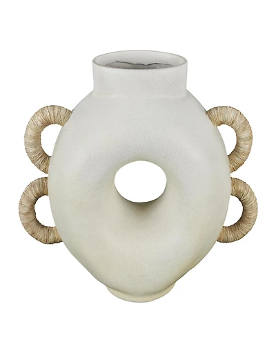 Rosemary Lane Resin 13" Contemporary Vase with Woven Inspired Arched Handles