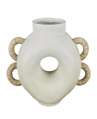 Rosemary Lane Resin 13" Contemporary Vase with Woven Inspired Arched Handles