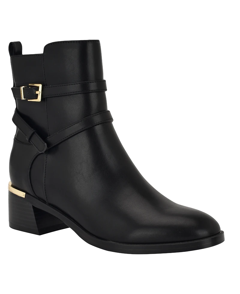 Calvin Klein Women's Jasen Buckle Strap Block Heel Booties