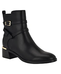 Calvin Klein Women's Jasen Buckle Strap Block Heel Booties