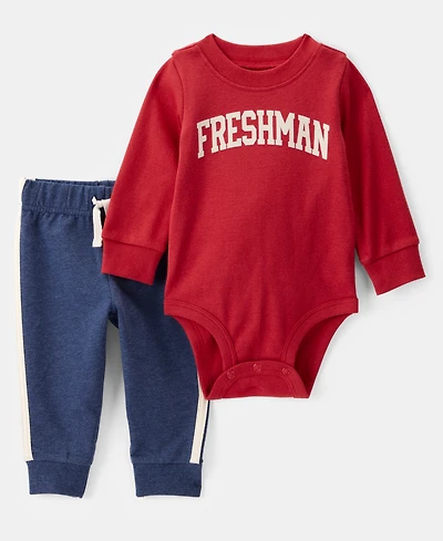 Carter's Baby Boys Freshman Long-Sleeve Bodysuit & Pull-On Pants, 2 Piece Set