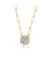 Square Bezel Set Clear Cubic Zirconia Solitaire Necklace
