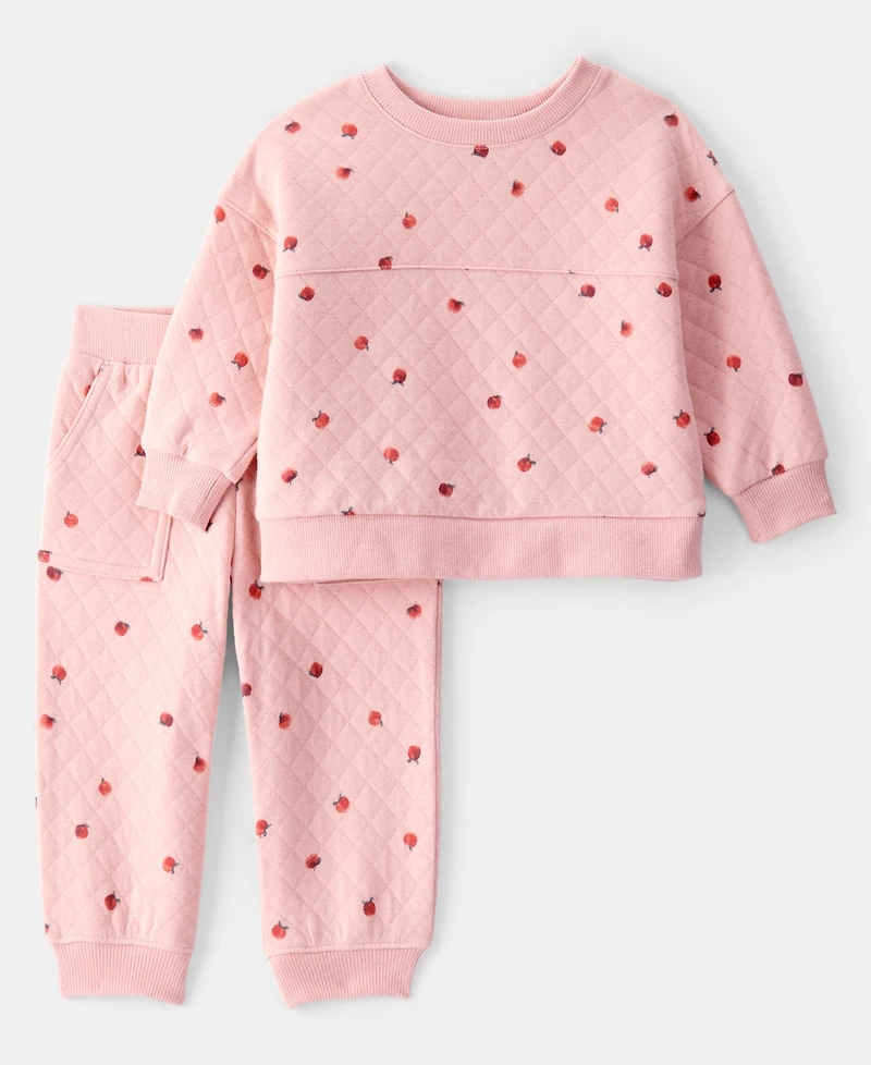 Carter's Baby Girls Apple-Print Doubleknit Top & Pants, 2 Piece Set