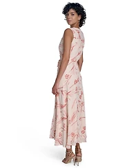 Calvin Klein Women's Sleeveless Chiffon Wrap A-Line Dress