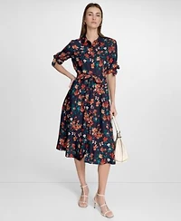 Calvin Klein Womens Short Sleeve Midi Shirtdress 0p 16