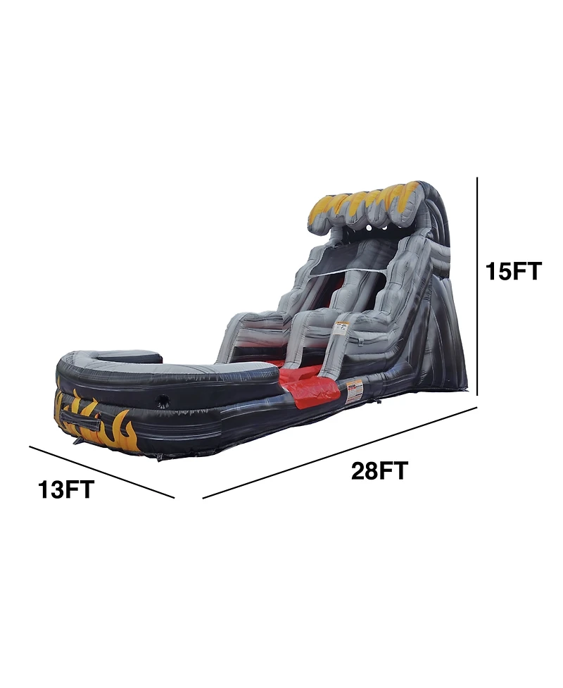 JumpOrange 15 Flame Commercial Grade Water Slide with Splash Pool for Kids and Adults (with Blower), Outdoor Indoor, Wet Dry Use, Tall Inflatable
