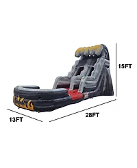 JumpOrange 15 Flame Commercial Grade Water Slide with Splash Pool for Kids and Adults (with Blower), Outdoor Indoor, Wet Dry Use, Tall Inflatable