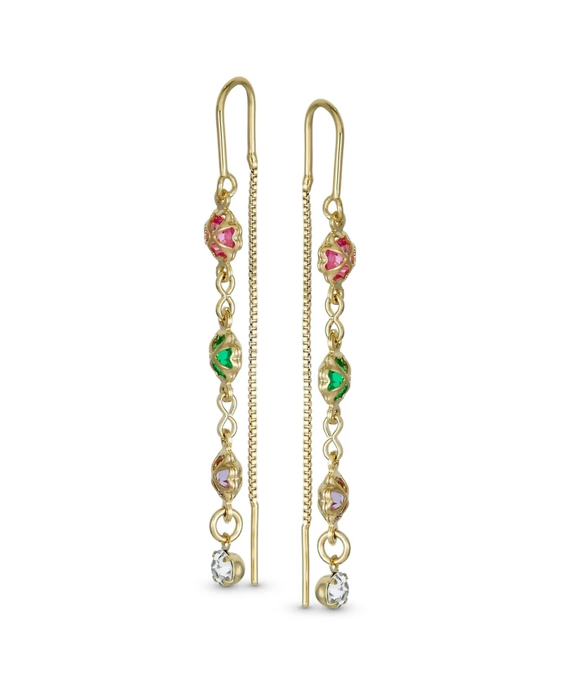 Bling Jewelry Delicate Pastel Crystal Dangle Earrings with Heart & Clover 18K Gold Plated