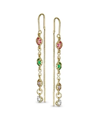 Bling Jewelry Delicate Pastel Crystal Dangle Earrings with Heart & Clover 18K Gold Plated