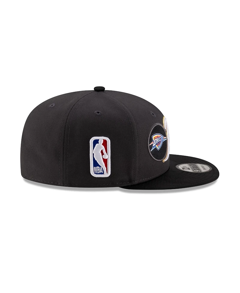 New Era Men's Charcoal/Black Oklahoma City Thunder 2025 Nba Western Conference Champions Locker Room 9FIFTY Snapback Hat