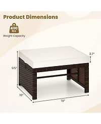 Multipurpose Outdoor 2 Pieces Patio Pe Rattan Ottomans Footstool