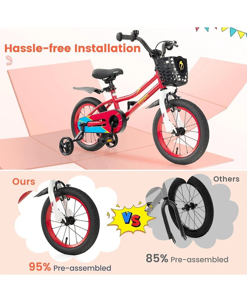 14 Inch Kids Bike with 2 Training Wheels for 3-5 Years Old