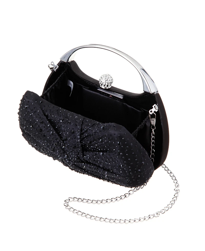 Nina Crystal Twist Chiffon and Satin Minaudiere Clutch Bag
