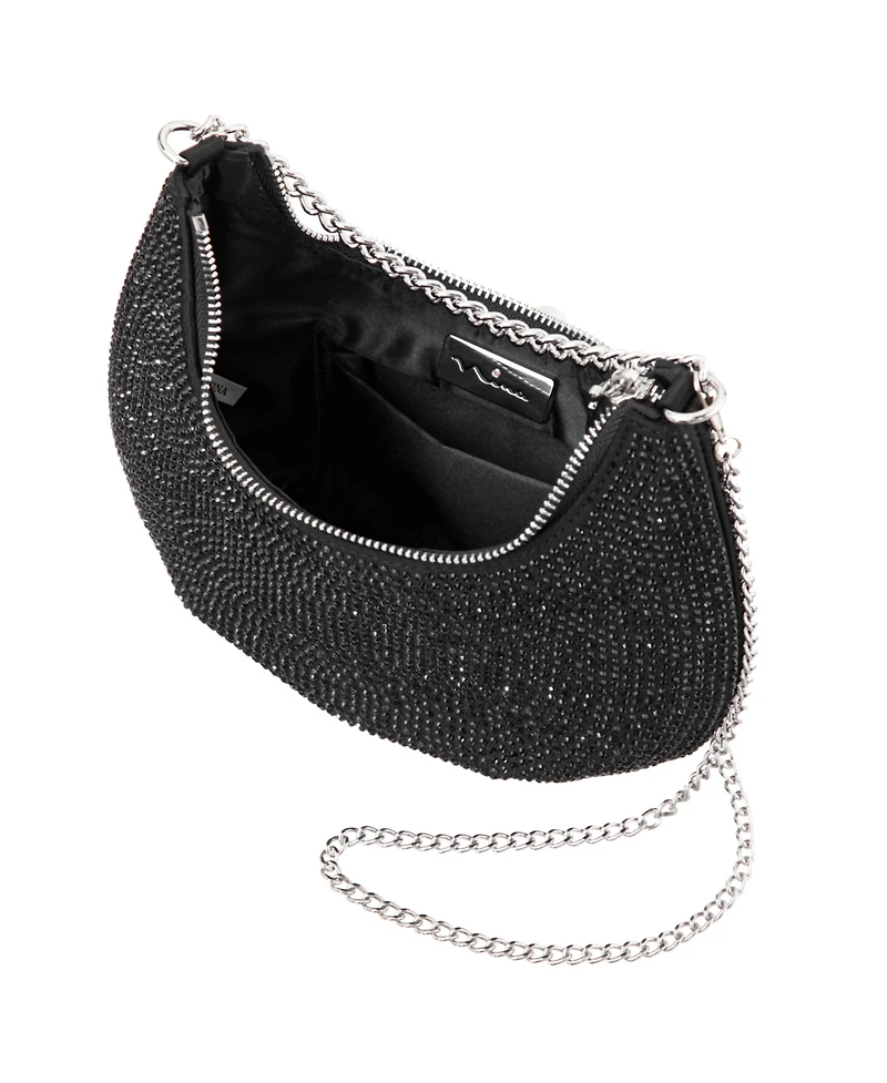 Nina All Over Crystal Crescent Moon Crossbody Bag