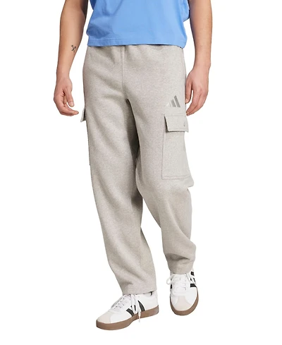 adidas Men's All Season Fleece Loose Cargo Open Hem Pants