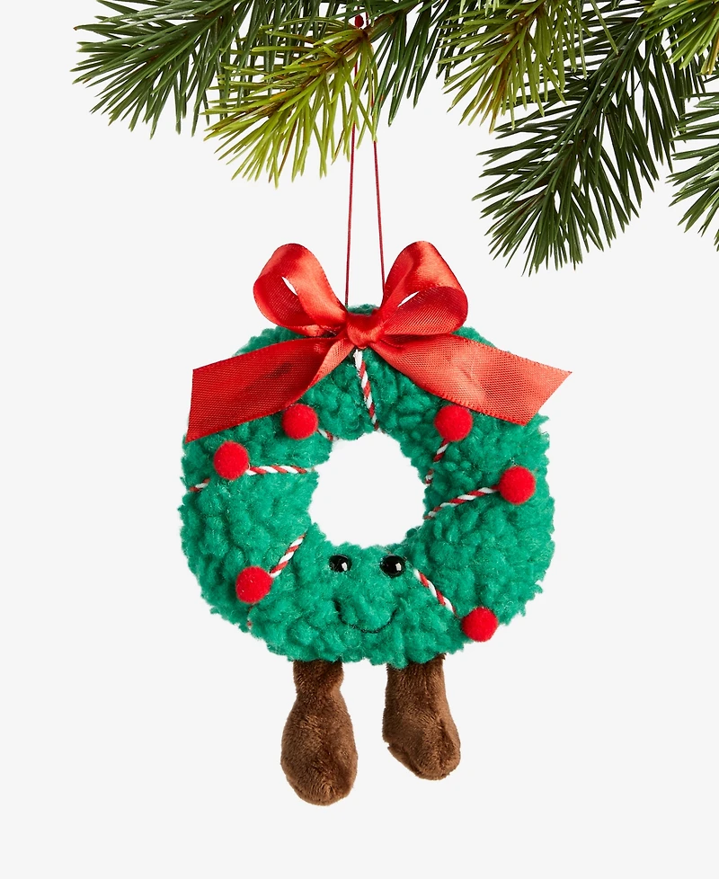 Holiday Lane Tiny Tidings Wreath Fabric Ornament, Macy's Exclusive
