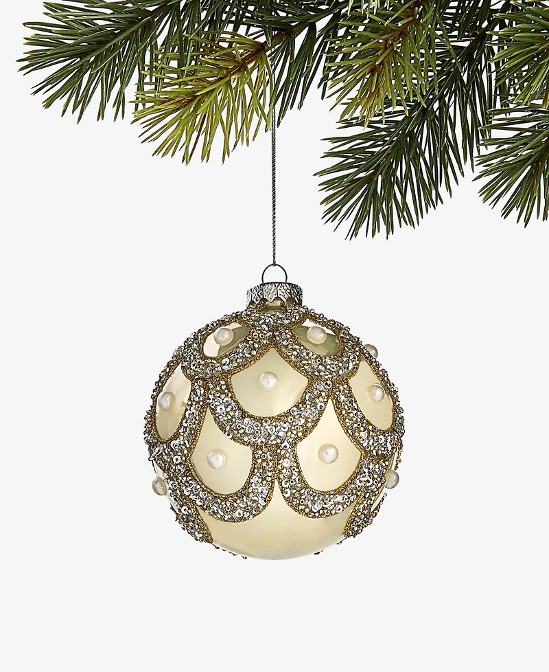 Holiday Lane Gilded Glamour Beaded Ball Ornament, Macy's Exclusive