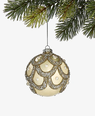 Holiday Lane Gilded Glamour Beaded Ball Ornament, Macy's Exclusive